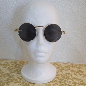 Pair Unisex Retro Round Metal Frame Glasses